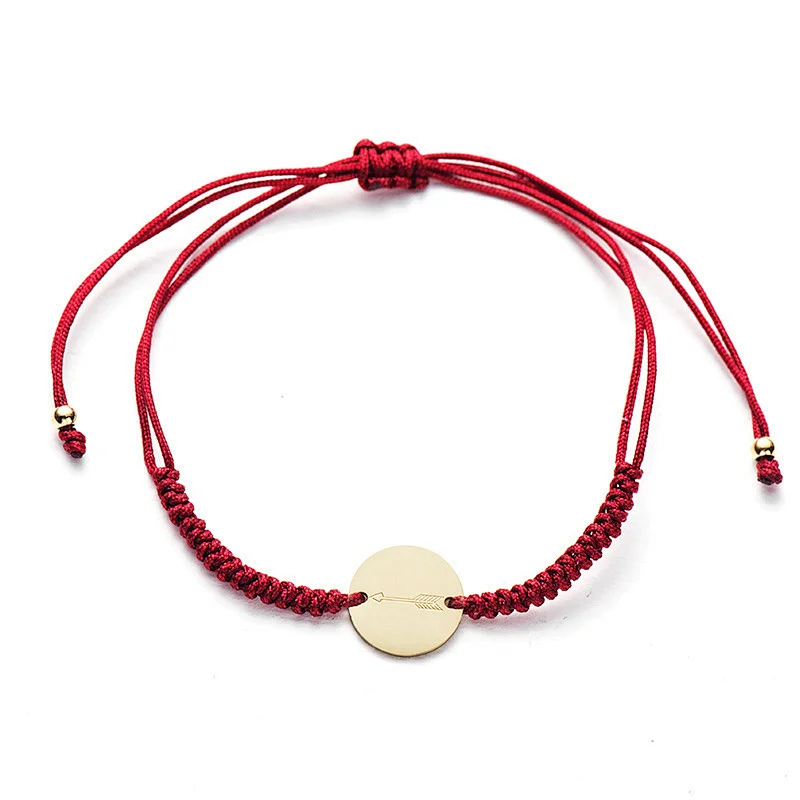 Stainless Steel Braided Rope Bracelet Coin Shape Chips Anklet