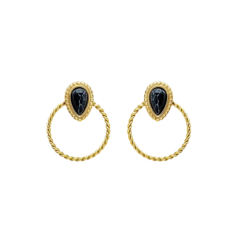 Stainless Steel Water Drop Stone Earrings Nickel Free