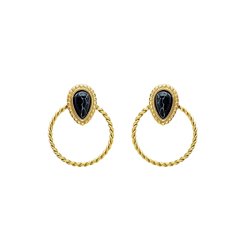 Stainless Steel Water Drop Stone Earrings Nickel Free