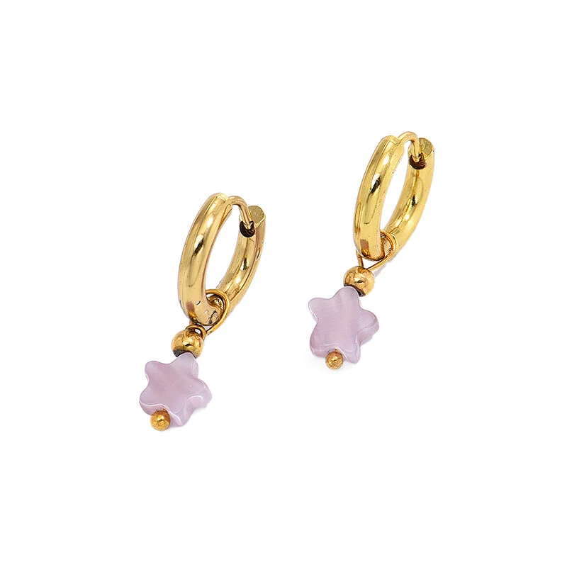 Fashion Purple Hoop Earrings Star Pendant Earrings