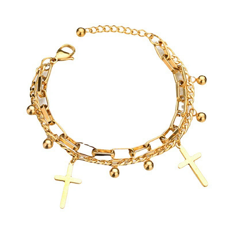 New Bohemian Titanium Steel Bracelet Multilayer Cross Jewelry