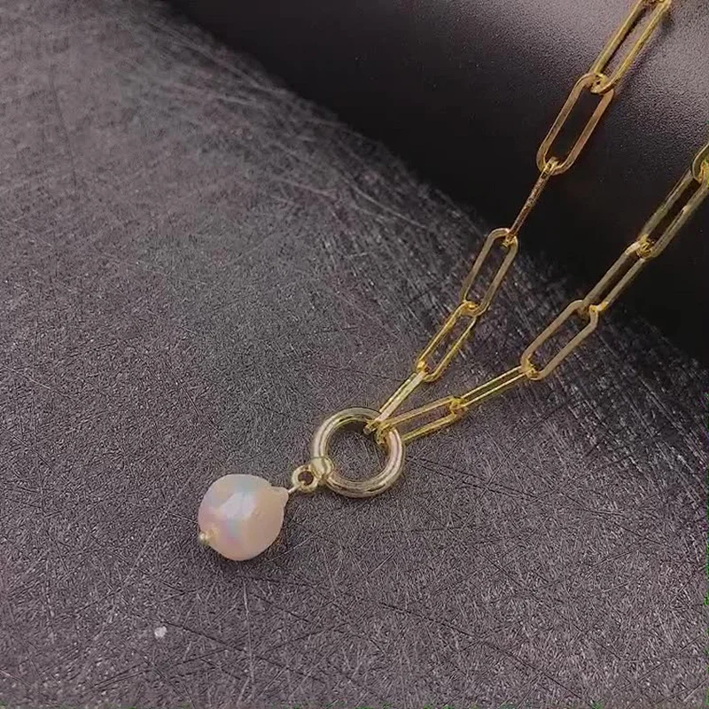 Vintage Baroque Freshwater Pearl Pendant Necklace Women