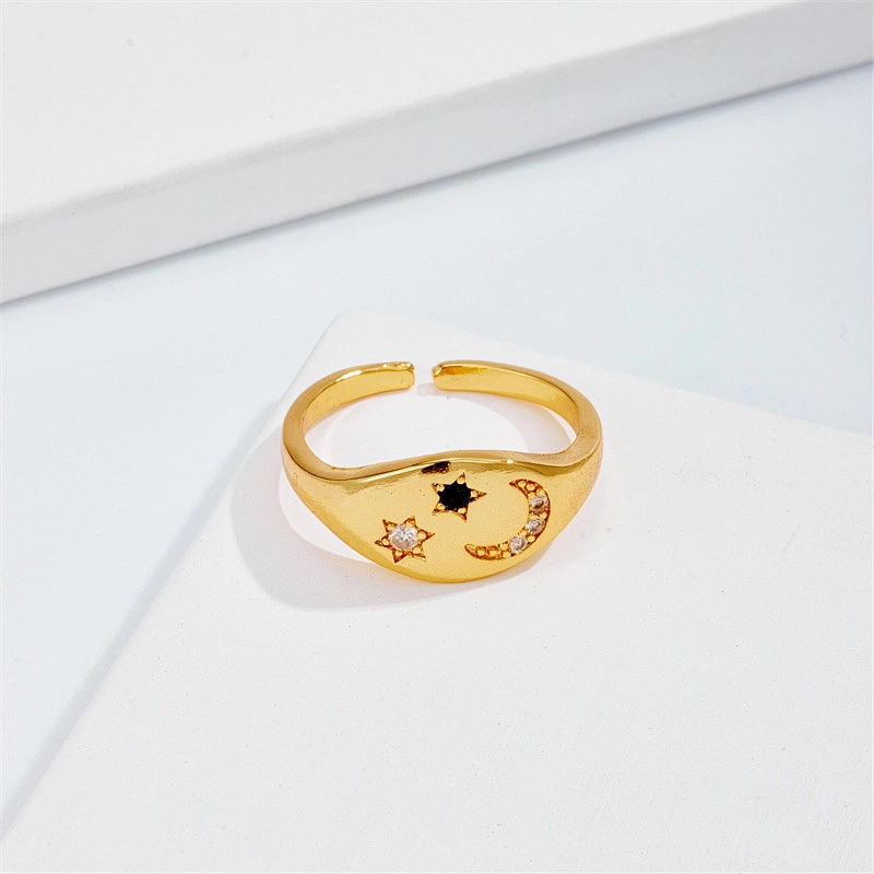 New Rings Star Moon Rings Zircon Open Rings