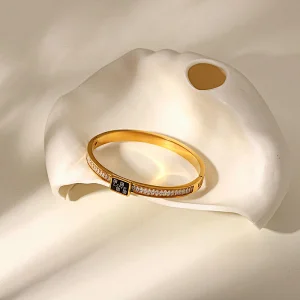 Fashion Stainless Steel LOVE Square Zircon Bracelet Women