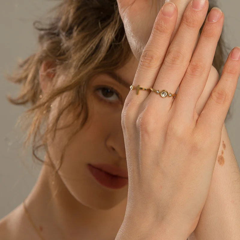 Luxury Design Diamond Titanium Steel Rings Womens Jewelry