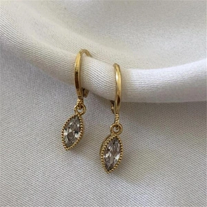 Brass Oval Shade Earring Zircon Laided Jewelry Multicolor