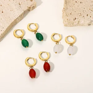 Fashion Vintage Earrings Oval Agate pandent Earrings