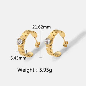 C Shape Zircon Earrings Women's Vintage Earrings