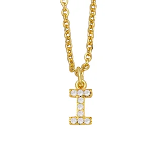 18k Gold Plated DIY Letters Necklace With CZ Diamond Pendant