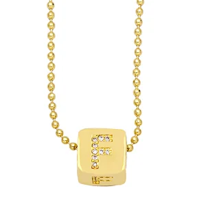 Geometric Gold Plated Zirconia Letters Pendant Necklace