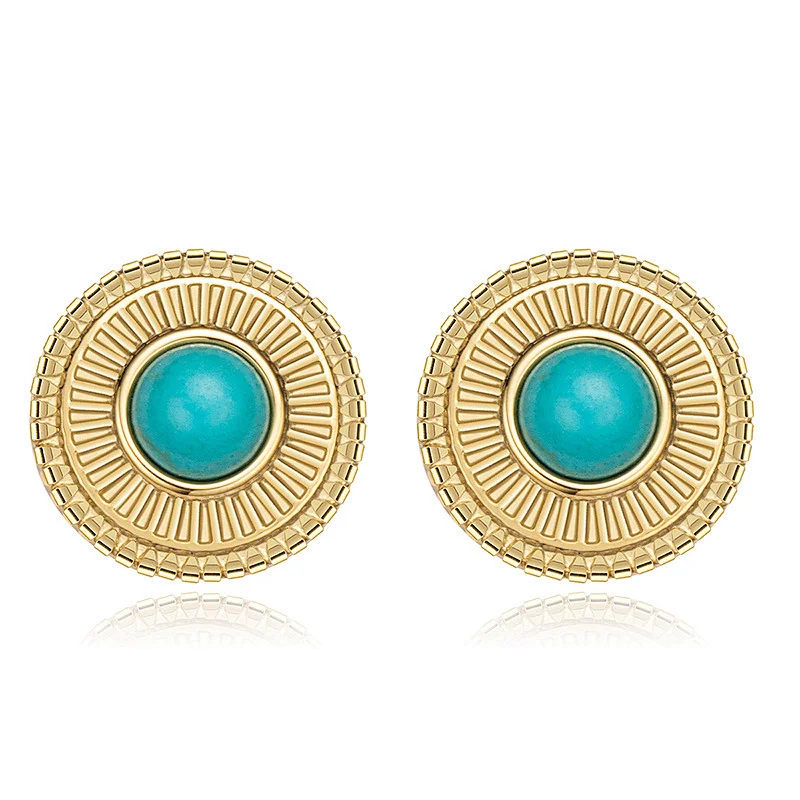 Vintage Earrings Stainless Steel Natural Stone Earrings Factory
