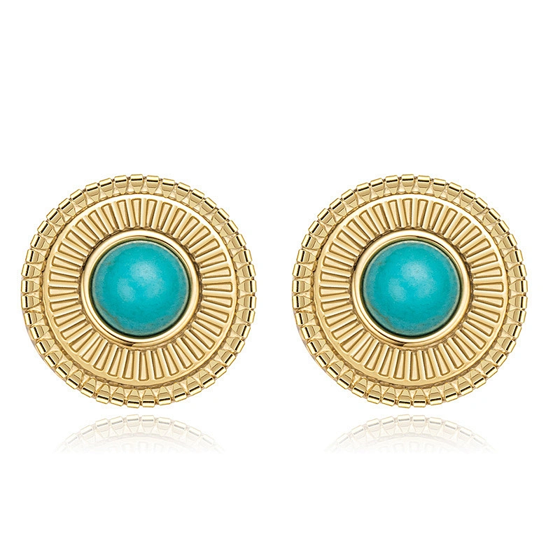 Vintage Earrings Stainless Steel Natural Stone Earrings Factory