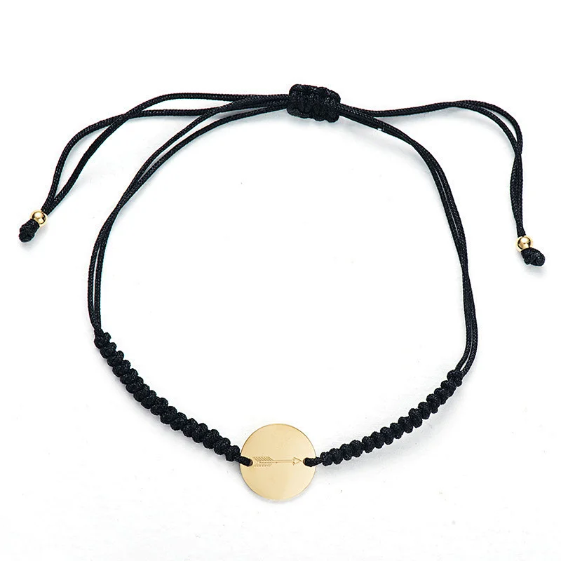 Stainless Steel Braided Rope Bracelet Coin Shape Chips Anklet