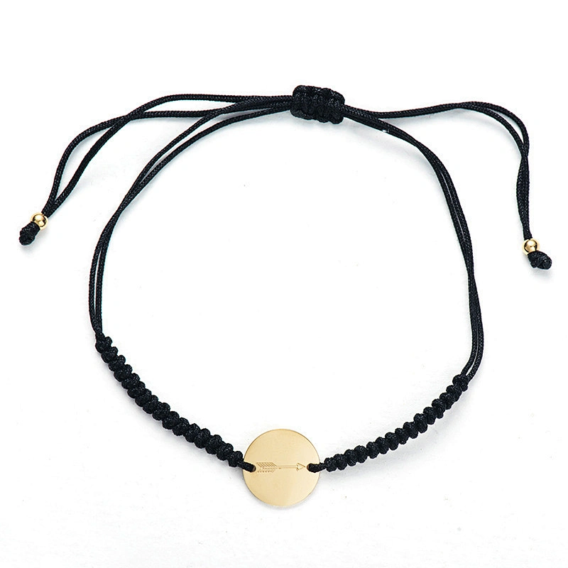 Stainless Steel Braided Rope Bracelet Coin Shape Chips Anklet