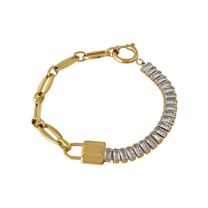 Popular Chain Design OT Buckle Inlaid Zircon Bracelet