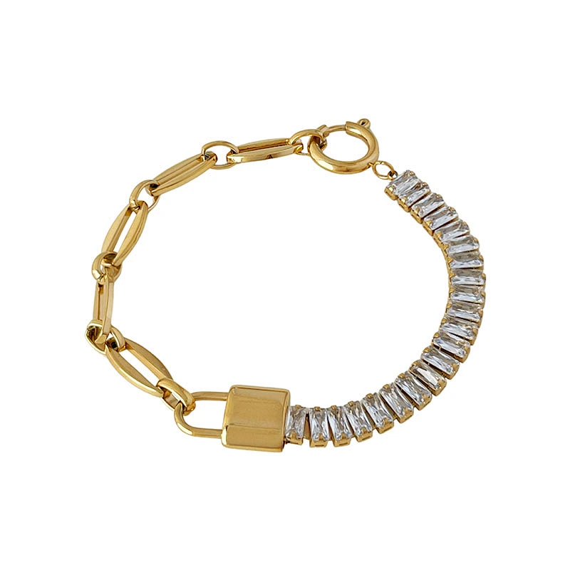 Popular Chain Design OT Buckle Inlaid Zircon Bracelet