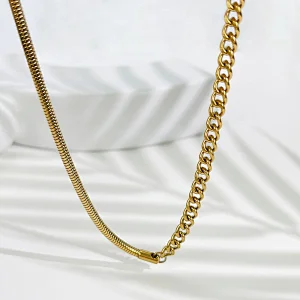 New 18K Titanium Steel Necklace Snake Bone Chain Necklace
