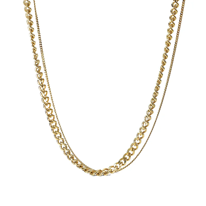 Gold Plated Cuban Chain Necklace Stainless Steel Necklace