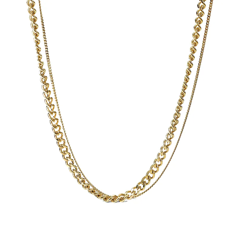 Gold Plated Cuban Chain Necklace Stainless Steel Necklace
