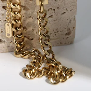 18K Gold Plated Stainless Steel Chunky Faceted Chain Necklace