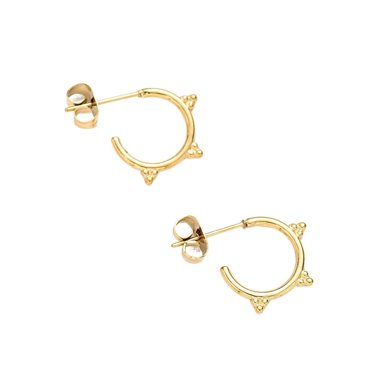 Stainless Steel Gold Plated C Shaped Earrings Metal Jewelry