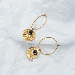 Stainless Steel Earrings Icon Shape Inlaid Turquoise Jewelry