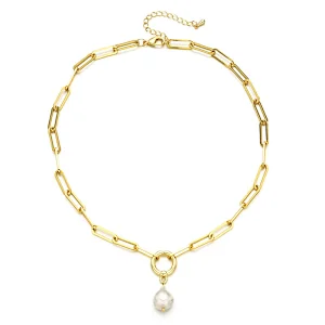 Vintage Baroque Freshwater Pearl Pendant Necklace Women
