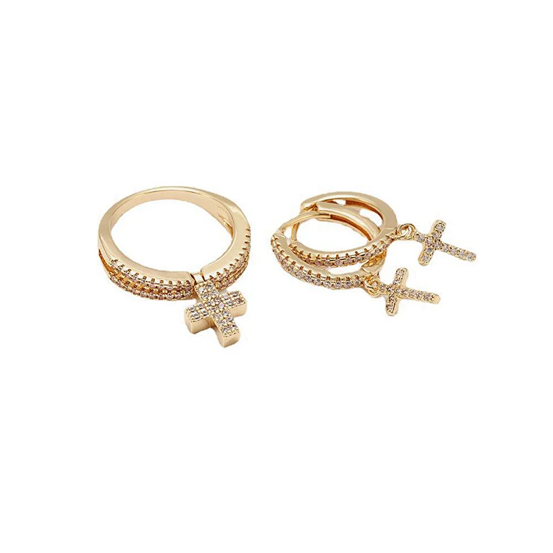 New Fashion Earrings Zircon Cross Earrings Wholesale