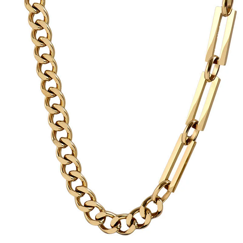 18K Gold Plated Stainless Steel Chunky Faceted Chain Necklace