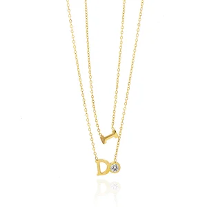 Letter I Do Necklace Stainless Steel Zircon Gold Plated Necklace