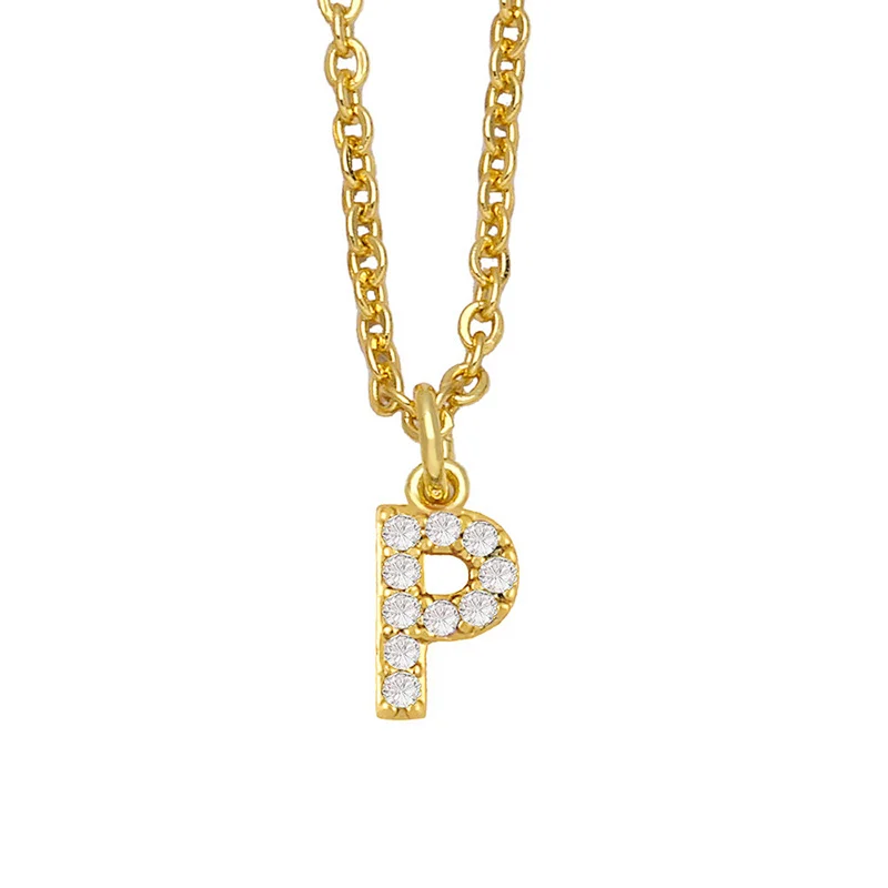 18k Gold Plated DIY Letters Necklace With CZ Diamond Pendant
