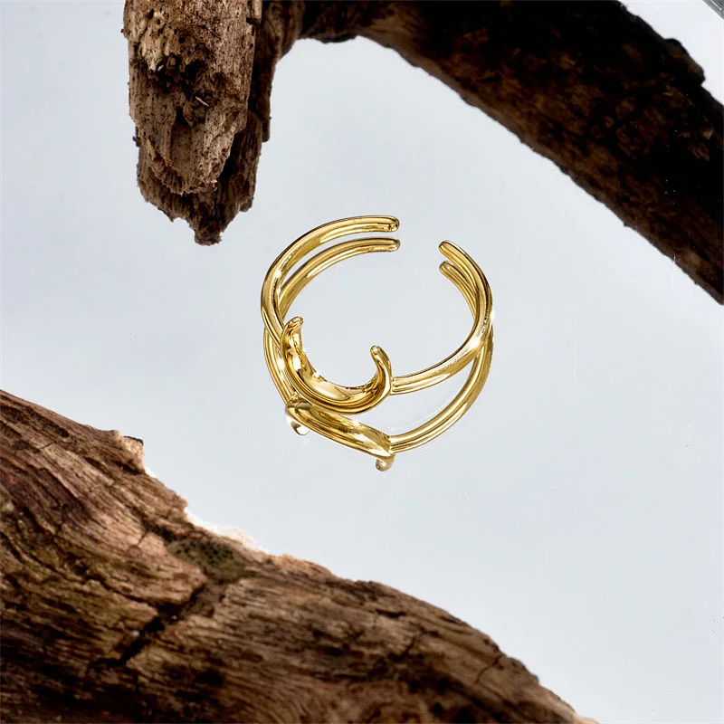 Simple Moon Opening Adjustable Ring Women