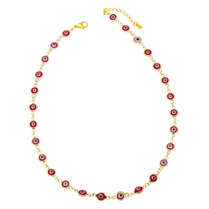 Enamel Simple Evil Eye Gold Color Copper Women Necklaces