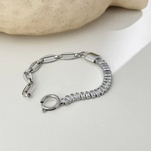 Popular Chain Design OT Buckle Inlaid Zircon Bracelet