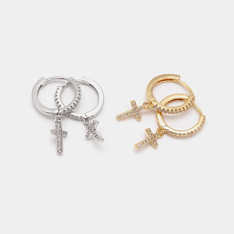 New Fashion Earrings Zircon Cross Earrings Wholesale