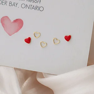 Heart Shap Brass Earrings Women Jewelry Single Design