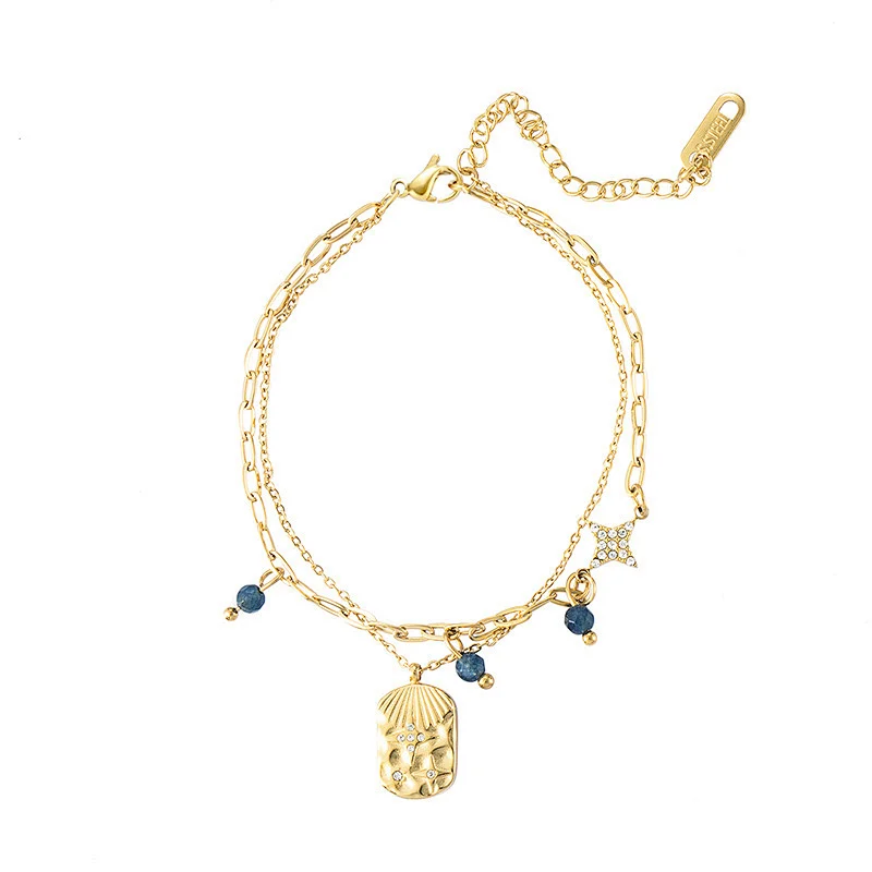 Natural Stone Stainless Steel Handmade Zircon Bracelet