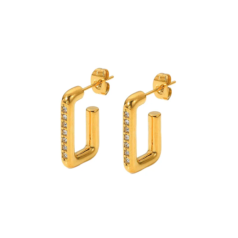 Simple Square Hollow Earrings Titanium Steel Earrings