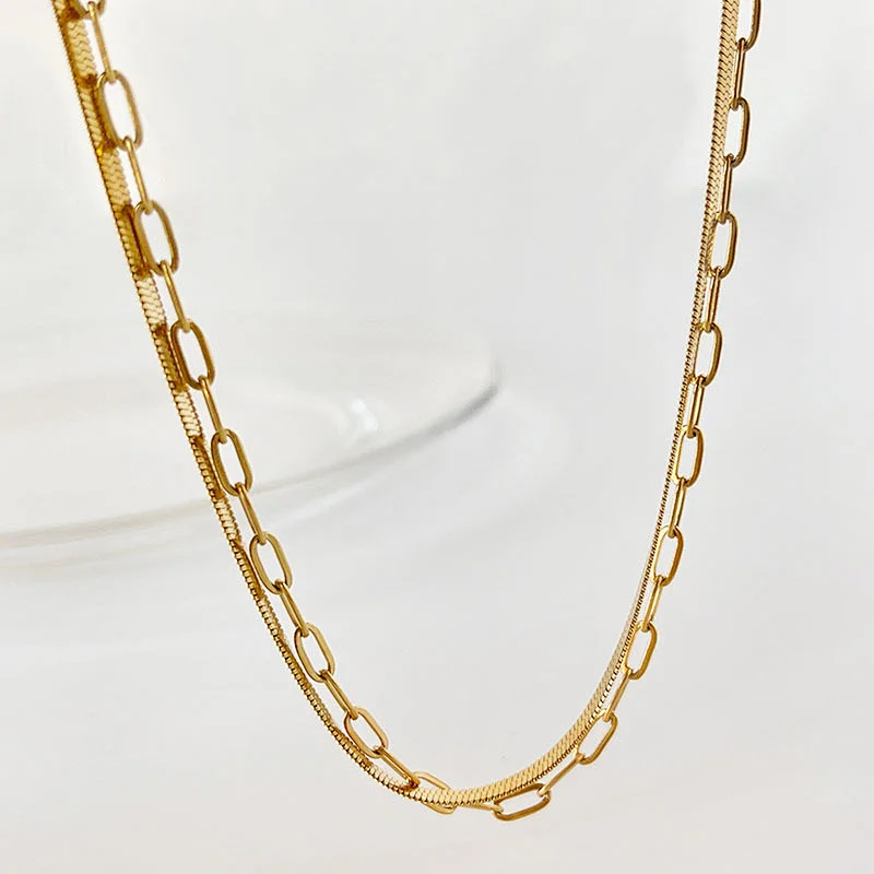 Personality Double Chain Simple Snake Bone Chain Necklace