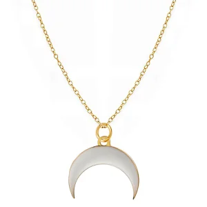 Titanium Steel Necklace Enamel Moon Pendant Gold Plated Chain