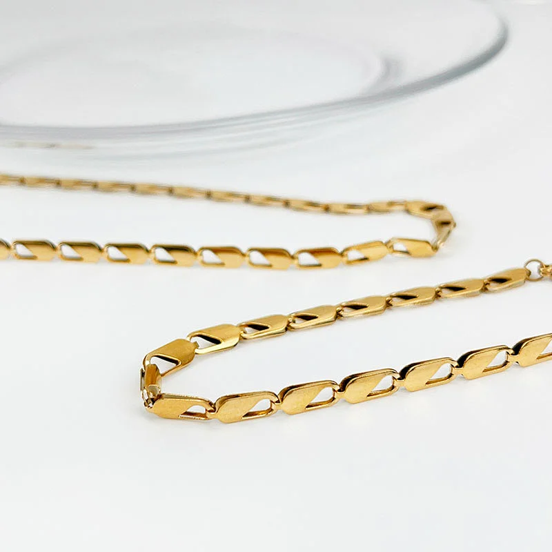Simple Jewelry Chain Bracelet Stainless Steel Necklace Set