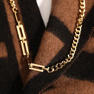 18K Gold Plated Stainless Steel Chunky Faceted Chain Necklace