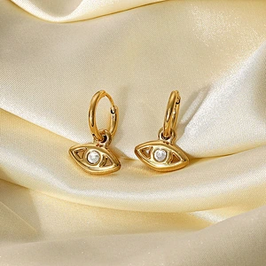 Stainless Steel Earrings Jewelry Cubic Zirconia Eye Earrings