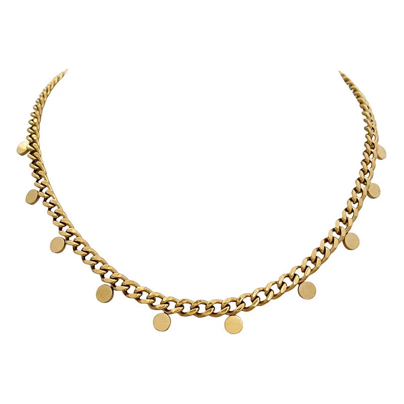Small Wafer Pendant Necklace Simple Style Necklace Women