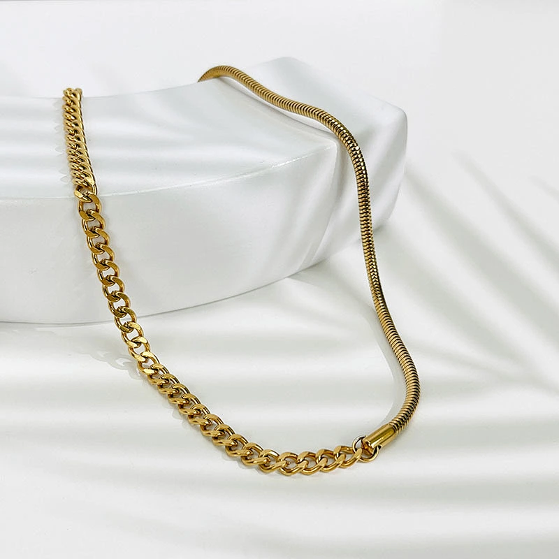 New 18K Titanium Steel Necklace Snake Bone Chain Necklace