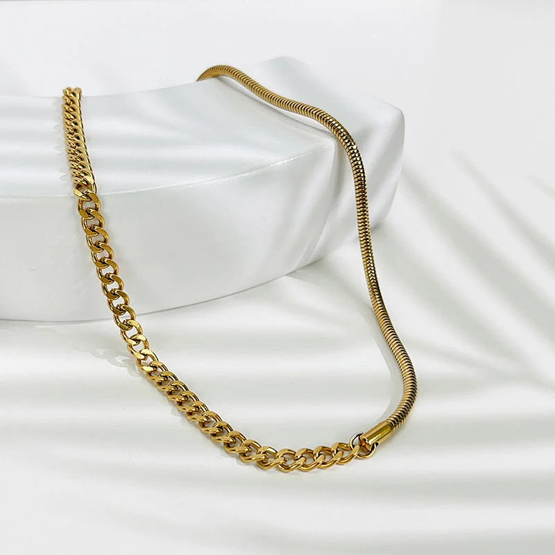 New 18K Titanium Steel Necklace Snake Bone Chain Necklace