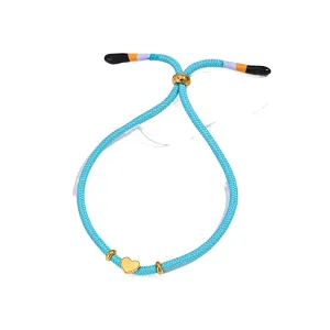 Simple Blue Heart Hand Braided Bracelet Steel Beaded Bracelet