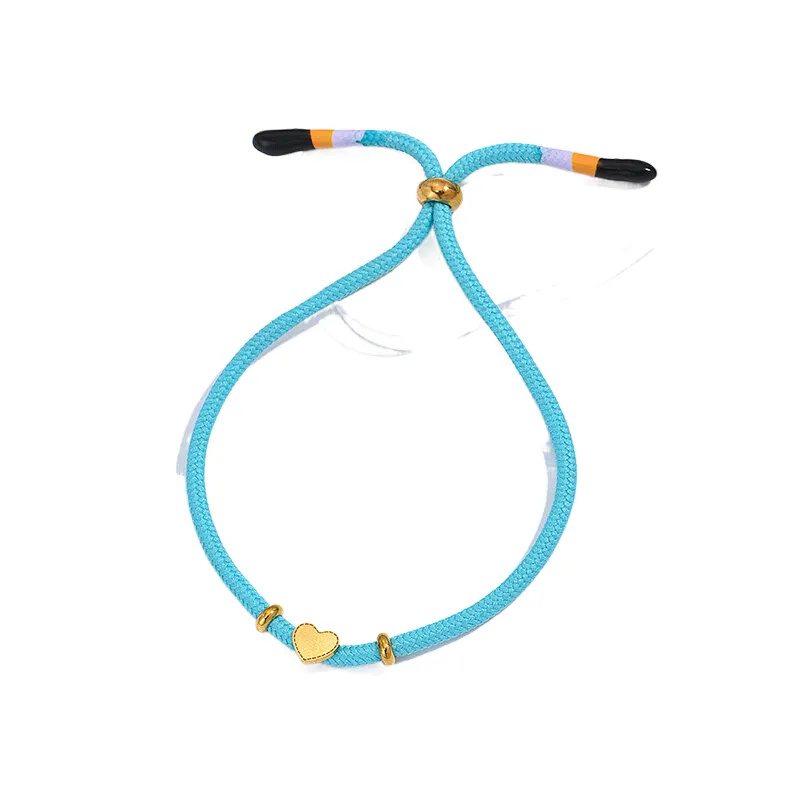 Simple Blue Heart Hand Braided Bracelet Steel Beaded Bracelet