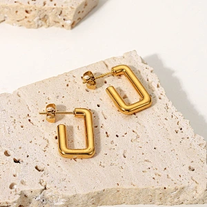 Simple Square Hollow Earrings Titanium Steel Earrings