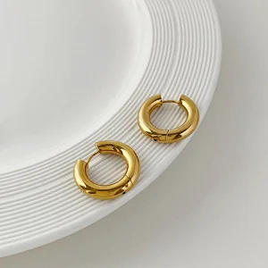 Gold Stainless Steel Earrings New 18K Gold Hoop Earrings